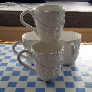 White Ceramic Coffee Mugs Set of Four Made in Italy